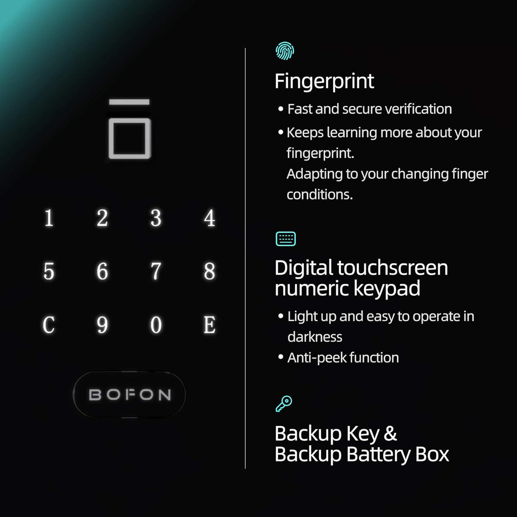 Biometric Safe Box with Key, Security Box, Fingerprint Password,Safety Boxes for Home,W-Series 1.45 Cubic