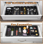 9 Pcs Stackable Drawer Organizer Trays Set, Multifunctional Storage Trays for Vanity, Bathroom, Kitchen, Office, Multi-size Durable Plastic Desk Drawer Organizer Bins, Custom Layout Design