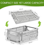 4-Pack Small Pastel Plastic Storage Baskets, Collapsible Crates for Organizing, Space-Saving Mini Bins for Classroom, Kitchen, Office, Bedroom (Grey, 9.8" x 6.5" x 3.8")