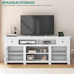 YITAHOME TV Stand for 75/80 Inch TV, Entertainment Center, TV Cabinet with Drawers and Power Outlet, White TV Console for Living Room Furniture (70 Inch Lenght 30 Inch High)
