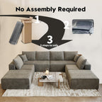 139.4" Modular Sectional Sofa Couch, Oversized U-Shaped Minimalist Couches with 2 Ottomans Chaise and 2 Middle Seats, Modern Deep Seat Cloud Plush Corduroy Sofas Set for Living Room, 8 Seater, Camel