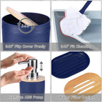 iMucci Bathroom Accessories Bathroom Sets with Shower Curtain, Bath Towel Set, Trash Can, Toilet Brush, Soap Dispenser, Bathroom Accessories Set Complete