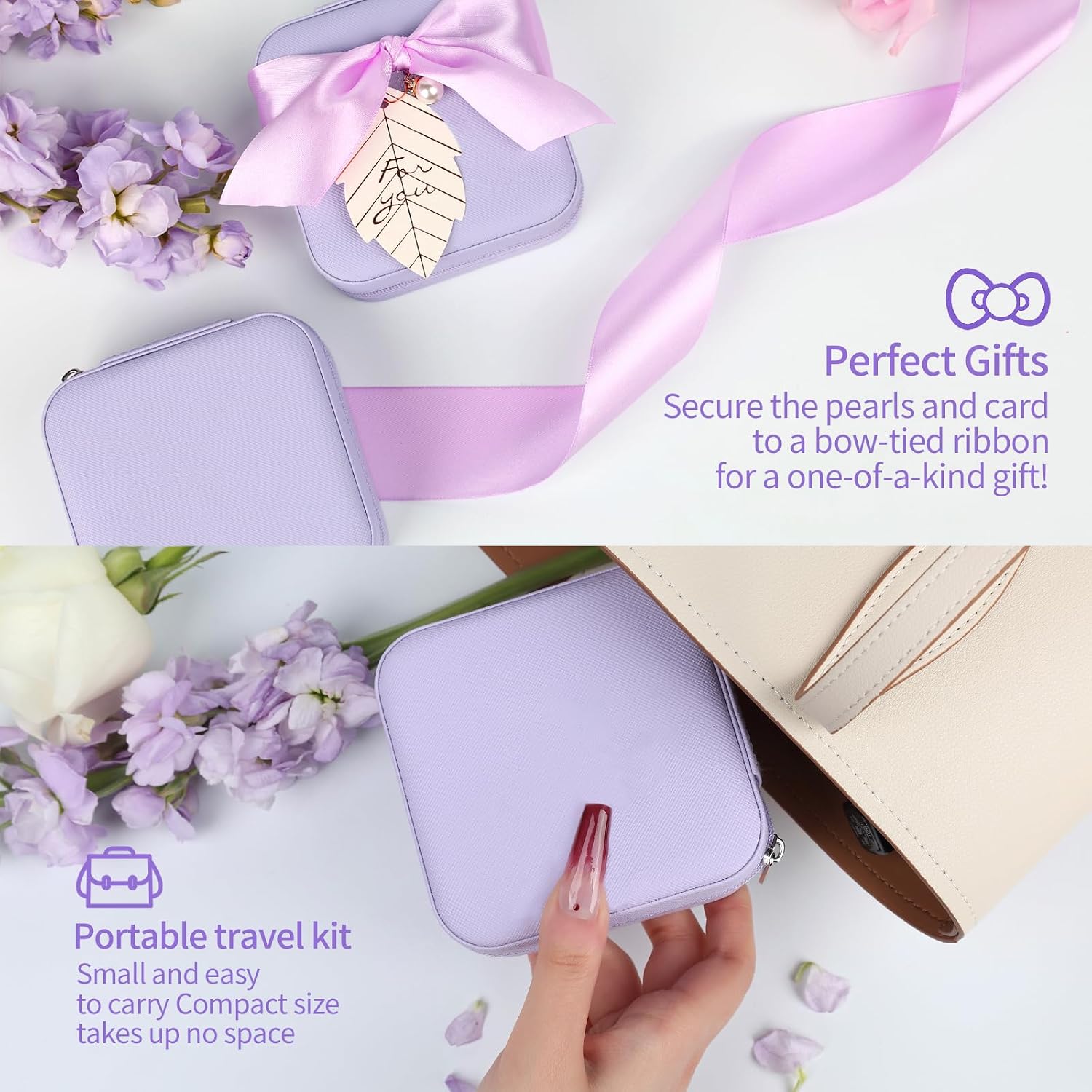AYGXU Travel Jewelry Box for Women and Girls - Small Case With Initial A-Z - Teacher Gifts