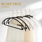 MIZGI Premium Plastic Hangers (Pack of 50) Heavyduty- Black No Shoulder Bump Suit Hangers - Space Saving Clothes,Rounded Hanger for Coat,Sweater,Jackets,Pants