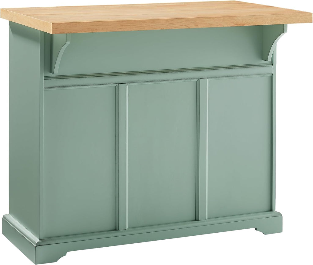 Crosley Furniture Holbrook Traditional Kitchen Island Breakfast Bar Table with Counter-Height Seating, Distressed Seafoam Blue
