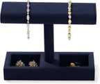 Oirlv Microfiber T-Bar Watch Display Stand Jewelry Display Props Jewelry Organizer Holder for Watch Bracelet Ring Earrings (Blue,Microfiber)