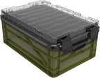 SIDIO Weather Resistant Stackable Storage Bins for Organization - Half-Size Plastic Bin with Dividers for Garage Organization, Home Storage - Heavy Duty Organizer Box (Green)