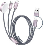 Temdan for Travel Vacation Essentials,3 in 2 USB C Cable for Apple Watch Charger/iPhone 17 Charger/Lightning,Multi Charging Cable Cord,Camping Essentials,Portable Designed for iWatch &iPhone 16-12-6FT