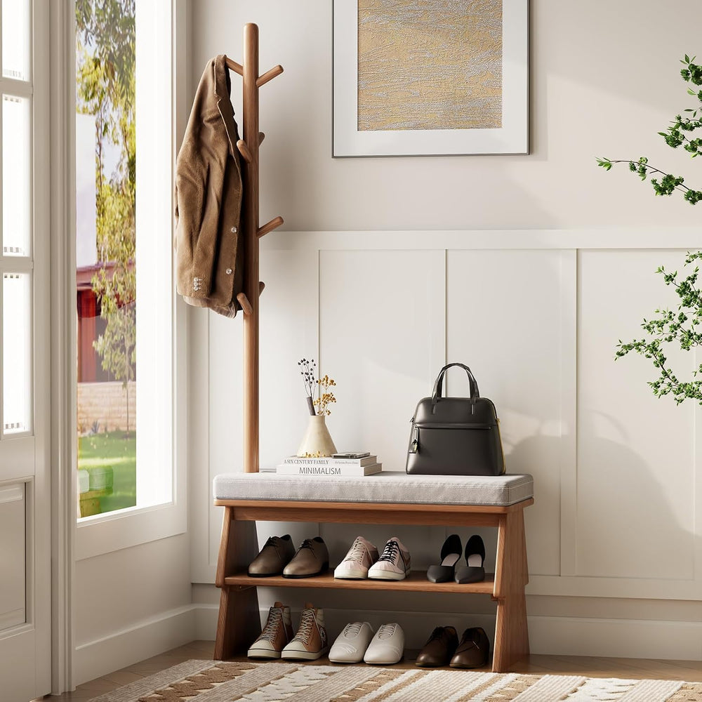 Coat Rack with Shoe Storage,Shoe Rack whit 8 Hook for Offices、Bedroom、Living ...