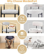 Morden Fort Modern Boucle Dining Chairs Set of 4, Grey Upholstered Dining Chairs with Black Metal Legs and Gold Armrest, Accent Chairs for Kitchen, Living Room and Bedroom