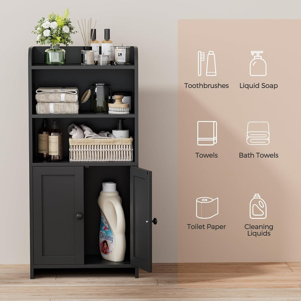 Homhedy Small Bathroom Storage Cabinet, Freestanding Toilet Paper Storage wit...