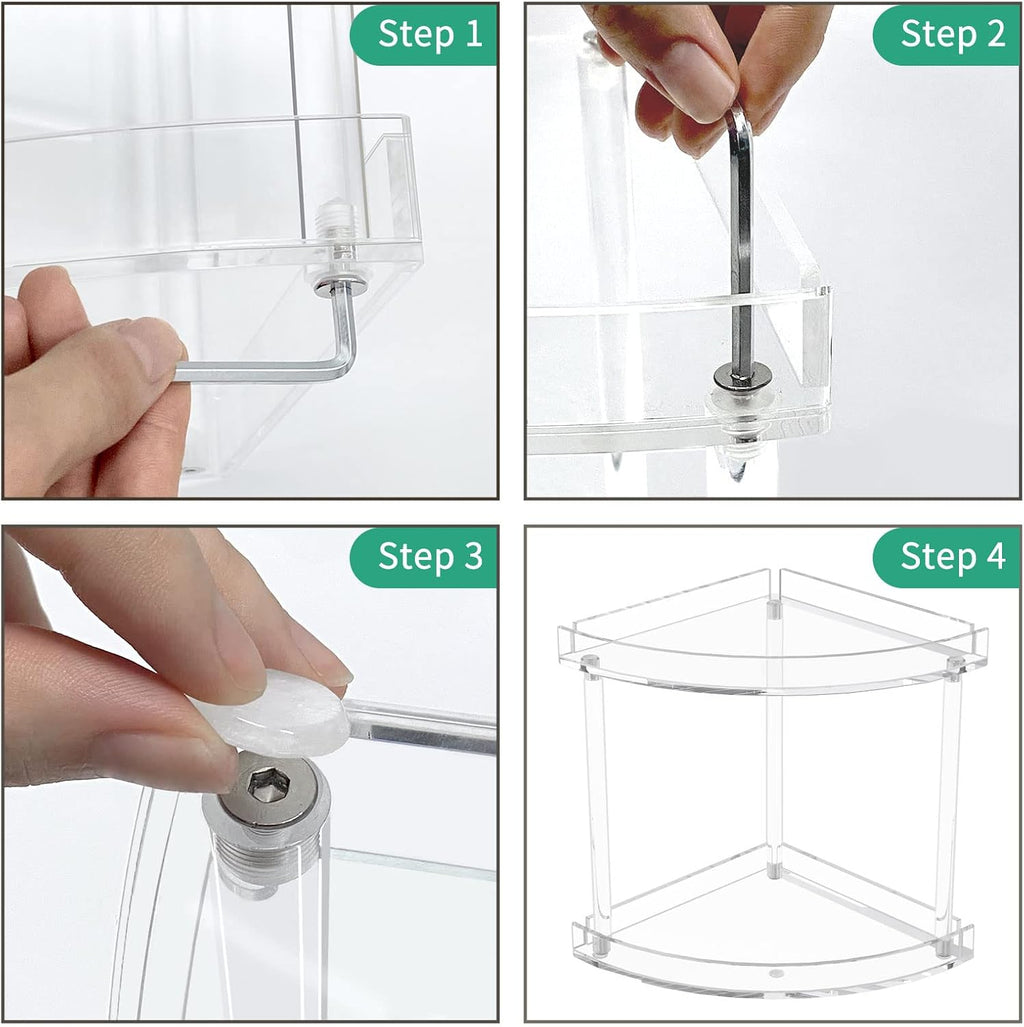 NPPLUS 2 Tier Acrylic Bathroom Counter Organizer, Clear Bathroom Countertop Corner Organizer, 2-Tier Corner Storage Shelf Vanity Trays, Home Storage Holder for Makeup Cosmetics Perfume Organizer