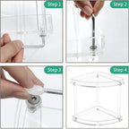 NPPLUS 2 Tier Acrylic Bathroom Counter Organizer, Clear Bathroom Countertop Corner Organizer, 2-Tier Corner Storage Shelf Vanity Trays, Home Storage Holder for Makeup Cosmetics Perfume Organizer