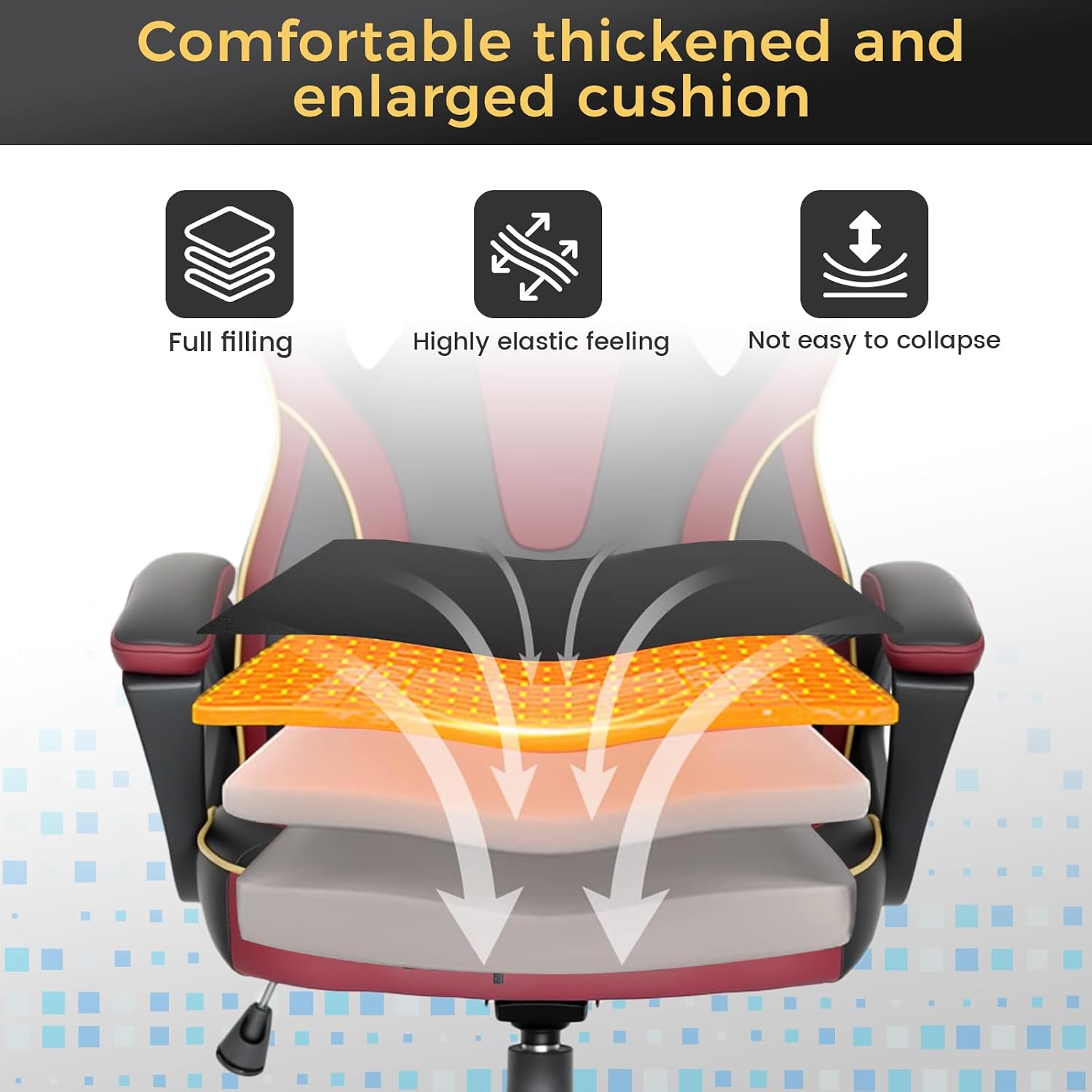 HapGIFT Computer Chair, Racing Style Gaming Chair with Link Armrest, Ergonomic PC Office Chairs for Adults Teens, Height Adjustable Video Game Chairs for Home, Swivel PC Chair, 300lbs (BLACK RED)