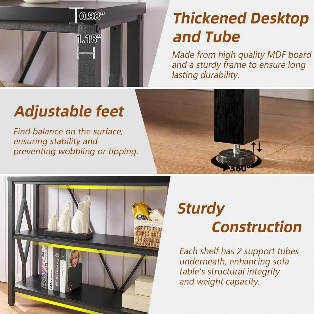 HOMISSUE Sofa Console Table, Rustic Console Table with 3-Tier Storage, Engine...