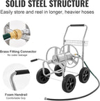 VEVOR Hose Reel Cart, Hold Up to 300 ft of 5/8’’ Hose, Garden Water Hose Carts Mobile Tools with 4 Wheels, Heavy Duty Powder-Coated Steel Outdoor Planting with Storage Basket, for Garden, Yard, Lawn