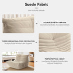 High-end Uncompressed Togo Bean Bag Chair for Adults, Memory Foam Floor Sofa Couch with Soft Fabric, Comfy Fireside Lounge Chair for Living Room, Bedroom, Apartment & Reading Nook Suede Antique White