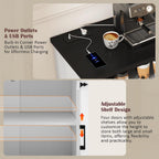 59'' Modern 4-Door Sideboard Buffet with Power Outlets & USB Ports,Adjustable Shelves and Half-Open Storage Cabinet,Metal Accents & Aluminum Handles for Living Room,Dining Room,Entryway (White+Black)