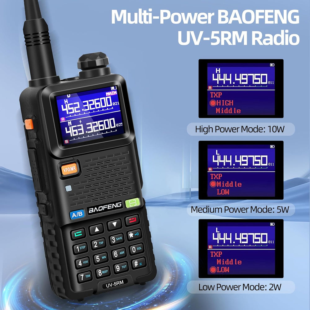 BAOFENG UV-5RM 10W Handheld Ham Radio Long-Range Portable 2 Way Radio 2Pack