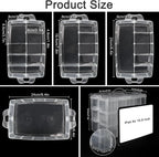 Guyuyii 3-Tier Stackable Bead Organizer with Adjustable Dividers - 30 Compartments Plastic Storage Box for Washi Tape, Lego Pieces, Rock Collection & Sewing Threads - Portable Craft Case with Handle