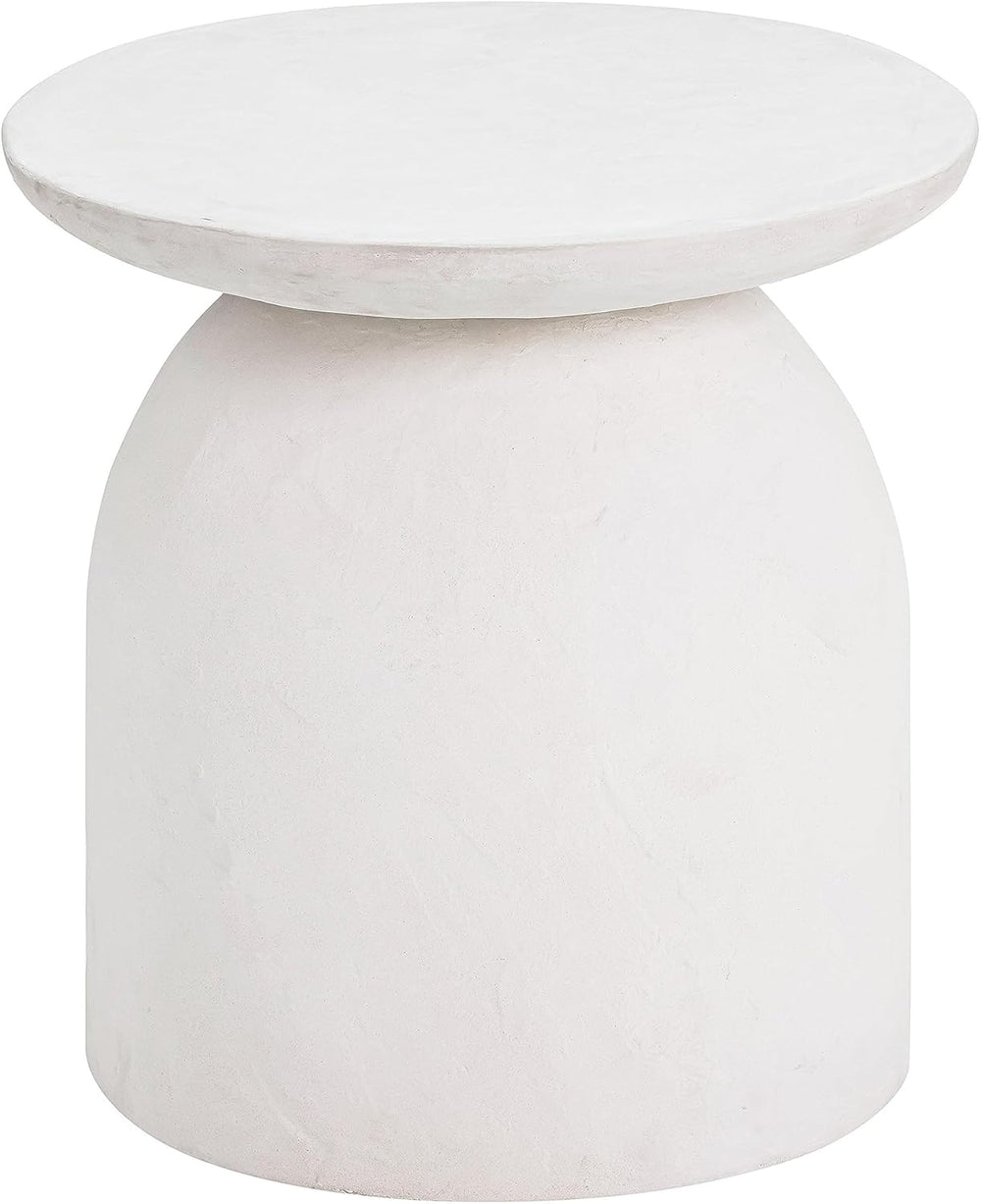 First of a Kind White Concrete Side Table with Smooth Curves - Round Coffee T...