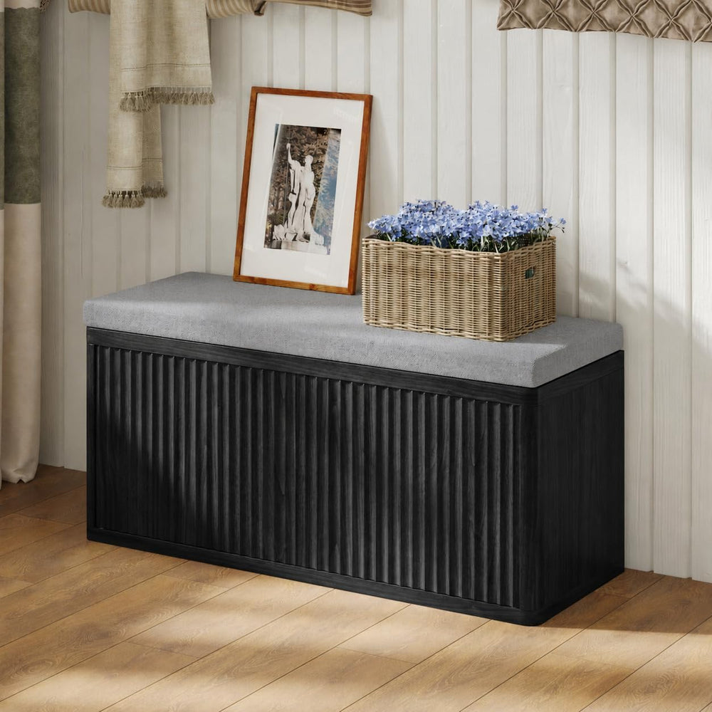 Entryway Shoe Storage Bench with 2" Cushion, 37.4" Small Bench with...