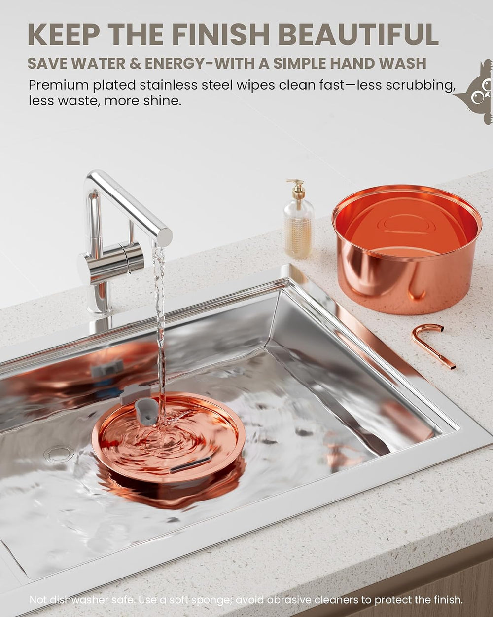 Tomxcute Stainless Steel Cat Water Fountain with Copper-Plated 108oz/3.2L