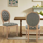 PU Leather Upholstered Dining Chairs Set of 2 French Country Round Back Kitchen Side Chairs with Nailhead Trim and Wood Legs for Dining Room, Kitchen, Restaurant(Pine Green)