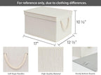 StorageWorks Storage Bins with Lids, Decorative Storage Boxes with Lid and Soft Rope Handles, Foldable Storage Baskets for Closet, Shelves, Stackable, 3-Pack, Ivory and White, Jumbo
