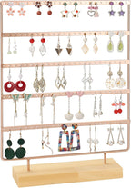 Earring Holder Organizer, Ear Jewelry Tree Organizer for Women, Earring Hanger with 5 Tiers & 120 holes (Rose Gold)