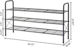 Hoctieon 3 Tier Mesh Style Shoe Rack, Entryway Shoe Shelf, Shoe Storage Organizer, Shoe Rack for Closet, Space Save for Bathroom, Garage, Hallway, Bedroom, Living Room, Black