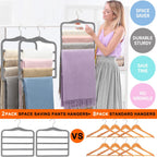 Closet Organizers and Storage, Magic Pants Hangers Space Saving, 4 Tiers Skirt Hangers, Jean Scarf Hangers, Closet Organizer Clothes Hangers, College Dorm Essentials Apartment Essentials-2 Pack