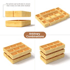 5 pieces Bamboo Drawer Organizer, Adjustable 3 Individual Junk Drawer organizer for Bathroom and Kitchen, Wood Drawer Organier Boxes for Jewellery, Make up and Tea Bag