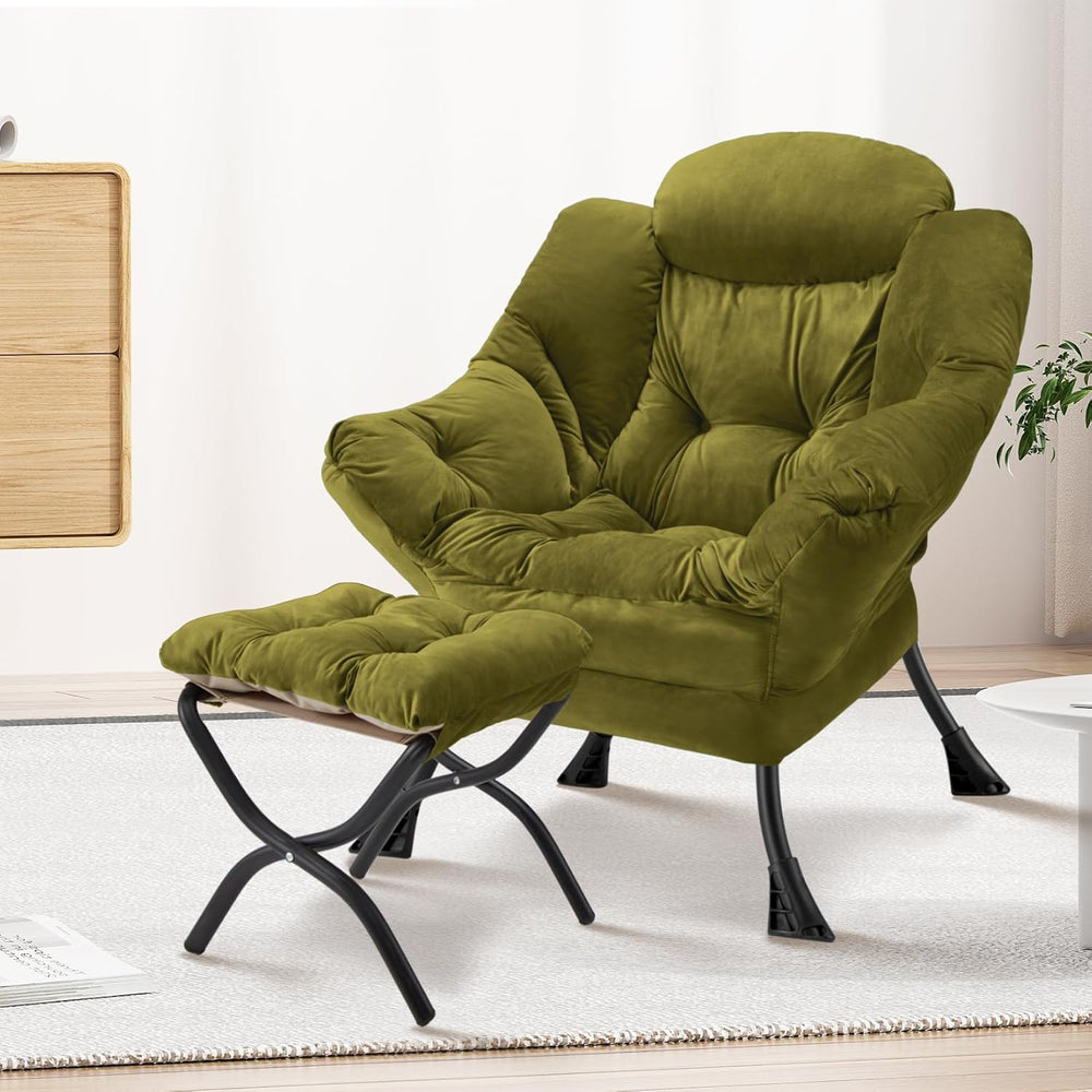 Lazy Chair with Folding Ottoman Modern Large Accent Chair,Contemporary Lounge...