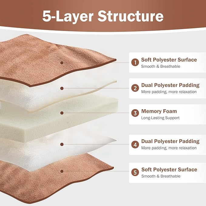 Japanese Floor Futon Mattress Twin Size 38"x 80", 2.5'' Thick Foldable Roll Up Floor Bed Sleeping Pad, 25D Foam Filled Tatami Mat with Straps for Guest Room, Dormitory & Camping, Brown