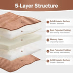 Japanese Floor Futon Mattress Twin Size 38"x 80", 2.5'' Thick Foldable Roll Up Floor Bed Sleeping Pad, 25D Foam Filled Tatami Mat with Straps for Guest Room, Dormitory & Camping, Brown