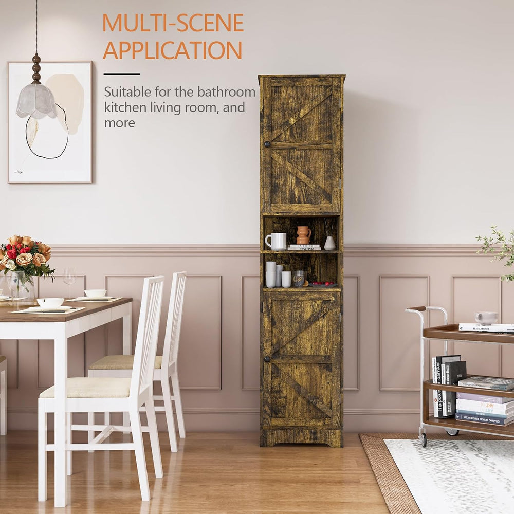 Viaozutis Tall Bathroom Storage Cabinet, Slim Freestanding Cabinet with Adjus...