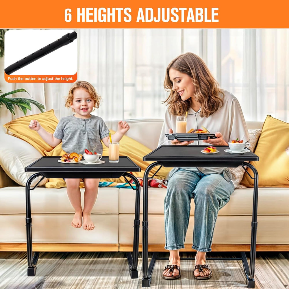 TV Tray Table, TV Dinner Table with 3 Tilt Angles and 6 Height Adjustments, F...