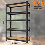 LEVELEVE 5-Tier Heavy Duty Storage Shelving Unit, 2020 lbs Capacity, Adjustable Metal Utility Shelf, 30" L x 12" W x 60" H for Garage, Kitchen, Pantry, Basement, Bathroom, Laundry