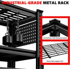 SILVEL 48.2"W Garage Shelving, 5000LBS Heavy Duty Metal Shelving, 2025 Grid Storage Shelves, 2 Side Pegboards, Industrial 5 Tier Shelves for Basement Pantry Warehouse Supermarket, 72.2" x24.2" x48.2"