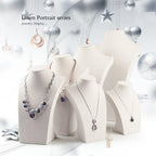 Oirlv Linen Necklace Display Bust 3D Necklace Organizer Jewelry Display Holder (H-13.38inches)