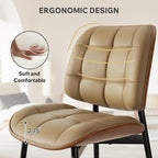 Dining Chair, Mid Century Modern Dining Room Chair, Upholstered Faux Leather Kitchen Chairs with Thick Cushion and Walnut Bentwood Back for Kitchen Dining Room, Khaki