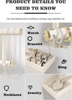Bracelet and Necklace Holder,Velvet Jewelry Necklace Display Organizer Stand,bracelet Holder for Selling,Bracelet and Necklace Storage Tree (Style 2（Beige+ Metal lid）)