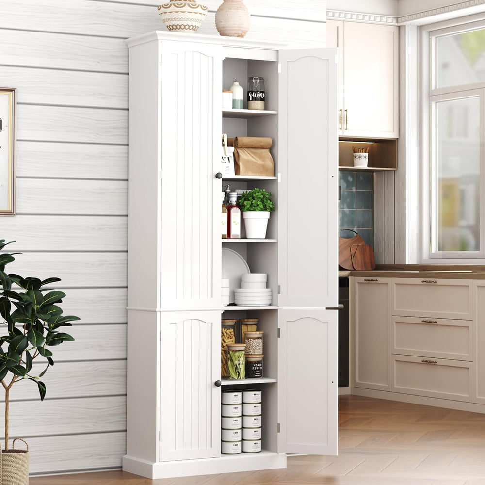 Function Home 72" Kitchen Pantry Cabinet, Tall Wood Storage Cabinet with...