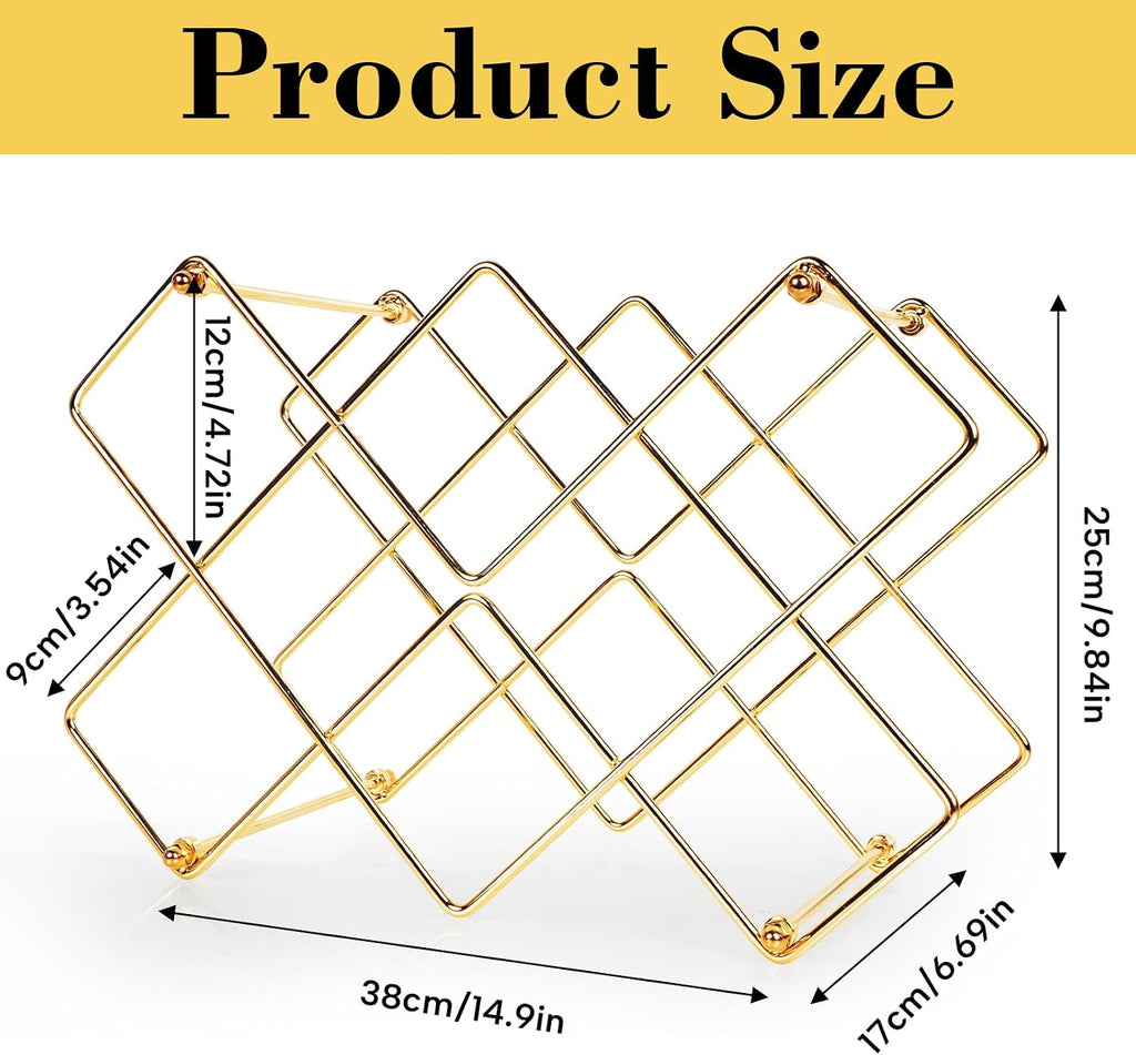 Wine Rack, Freestanding Modern Gold Metal, Wine Storage Cabinet Shelf Wine Racks Countertop for Pantry,Kitchen Wine Bottle Rack (10 Bottles)
