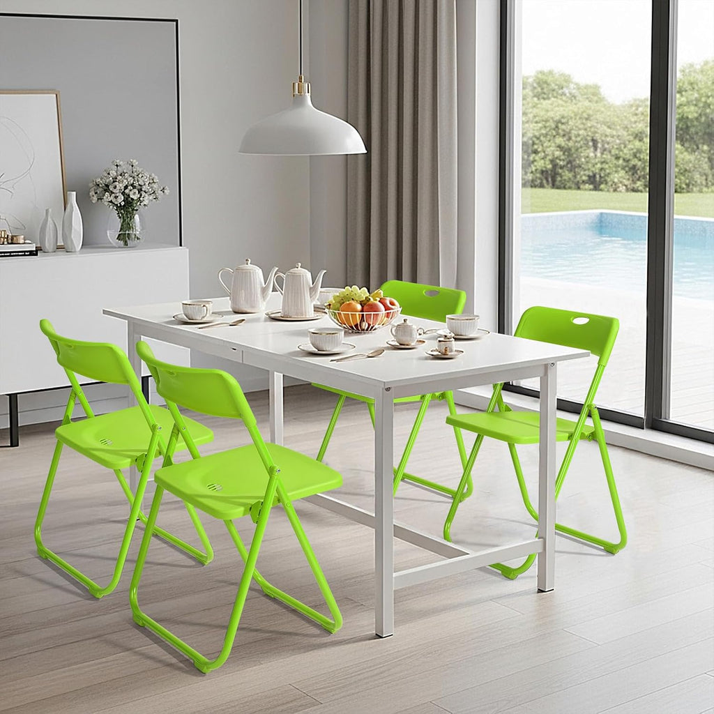 Karl home 4 PCS Plastic Folding Chair, Lightweight Foldable Chair, Green | 300LBS Capacity, Reinforced Metal Frame, for Events Office Wedding Party Picnic Kitchen Dining