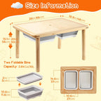 FUNLIO Wooden Sensory Table for Toddlers 1-5, 3-Level Height Adjustable Kids Activity Table with Anti-Warping Plywood Lid, Indoor/Outdoor Play Sand and Water Table, CPC Certified