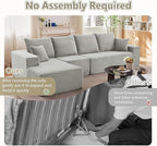 135" Cloud Sectional Couch with L-Shape Chaise, Upholstered Corduroy Couches Sleeper Chaise Longue, Modern Modular Comfy Deep Seat Sofa for Living Room Bedroom, No Assembly Required, Grey