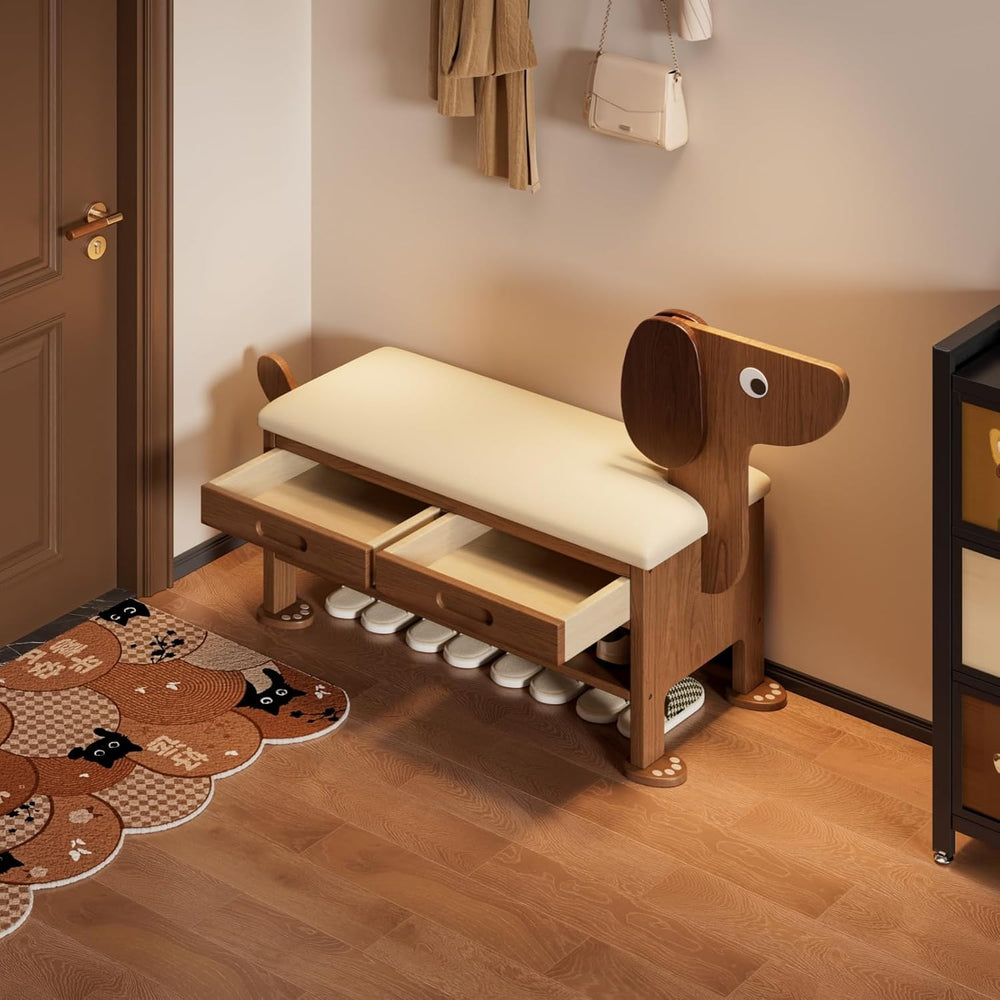 Wooden Shoe Storage Bench Cabinet Rack for Entryway Closet, with Upholstered ...