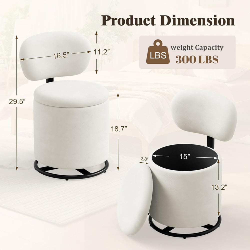 LIVELYGLOW Velvet Vanity Chair with Independent Backrest, 360° Swivel Makeup ...